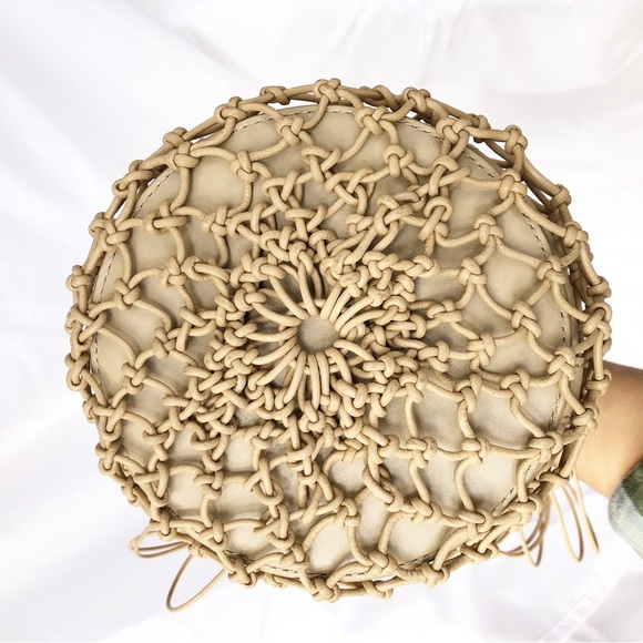 J.CREW | NWT SEDONA BASKET LEATHER CANVAS DRAWSTRING BAG IN MACADAMIA - Picture 15 of 15